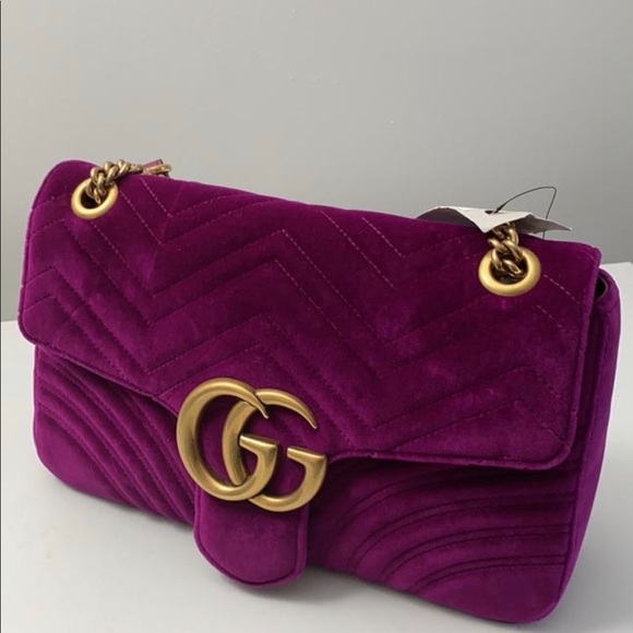 Handbags - Women’s velvet mini Gucci marmont bag ,